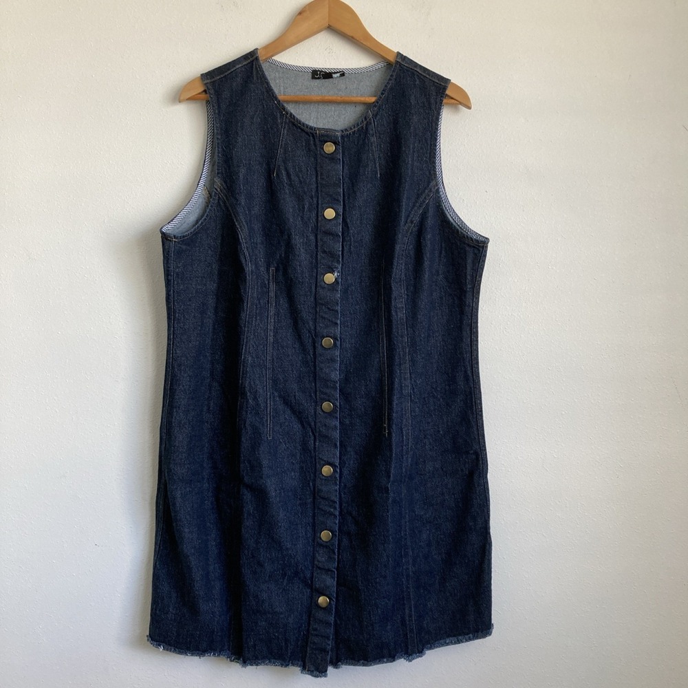 J Crew Women's Seamed denim mini dress in Rinse wash Blue Size 18 - Picture 2 of 7